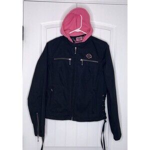 Harley Davidson Womens Black Jacket Zipped Long Sleeve Size Small